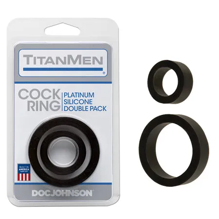 dj Male Sex Toys Titanmen Cock Ring Platinum Silicone Double Pack Black