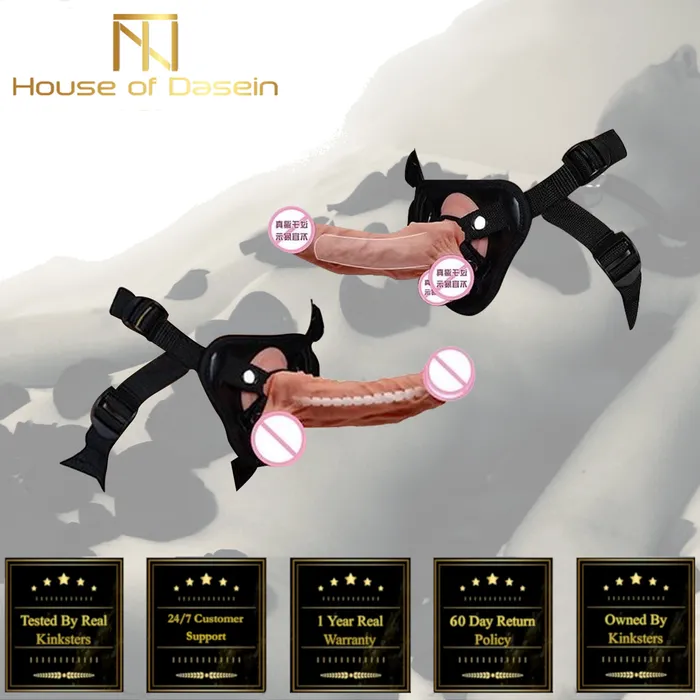 House of Dasein Female Sex Toys Strap Ons Unisex Strapon Vibrator Hollow Or Solid Dildo On Harness Belt Penis Sleeve