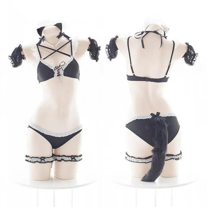 House of Dasein Womens Costumes Kitten Maid Outfit Kawaii Cosplay Women Bikini Set Anime Costume Bra Panty Tail Female Sex Toys House of Dasein Womens Costumes Kitten Maid Outfit Kawaii Cosplay Women Bikini Set Anime Costume Bra Panty Tail Female Sex Toys