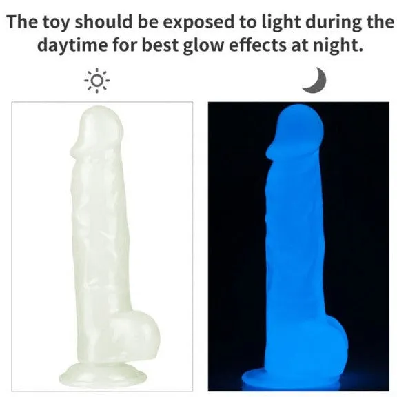 Dildos Lovetoy Lovetoy LUMINO PLAY GLOW IN THE DARK 85 inch Dildo with Balls and Suction Cup Mount Base
