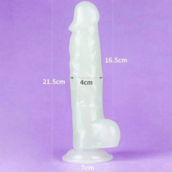Dildos Lovetoy Lovetoy LUMINO PLAY GLOW IN THE DARK 85 inch Dildo with Balls and Suction Cup Mount Base