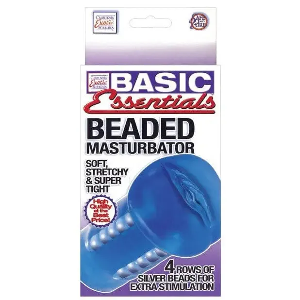 Basic Essentials Beaded Masturbator Blue CalExotics Male Sex Toys