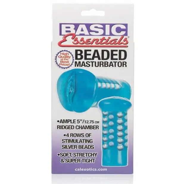Basic Essentials Beaded Masturbator Blue CalExotics Male Sex Toys