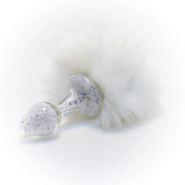 Crystal Delights Female Sex Toys White Magnetic Sparkle Bunny Tail Plug