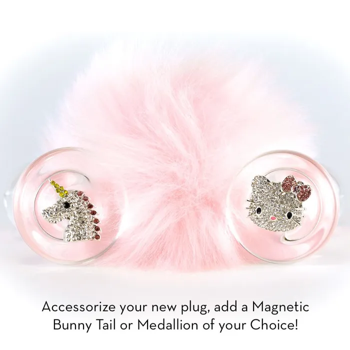 Crystal Delights Female Sex Toys White Magnetic Sparkle Bunny Tail Plug