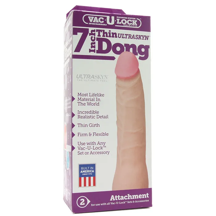 Dildos Doc Johnson 7 Inch Thin ULTRASKYN VacULock Dildo in White