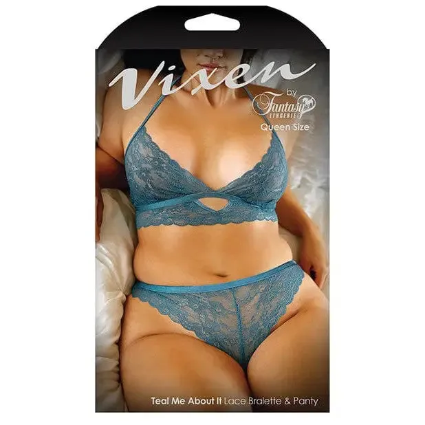 Fantasy Lingerie Female Sex Toys Vixen Teal Me About It Scalloped Lace Bralette with Panty Fantasy Lingerie Female Sex Toys Vixen Teal Me About It Scalloped Lace Bralette with Panty
