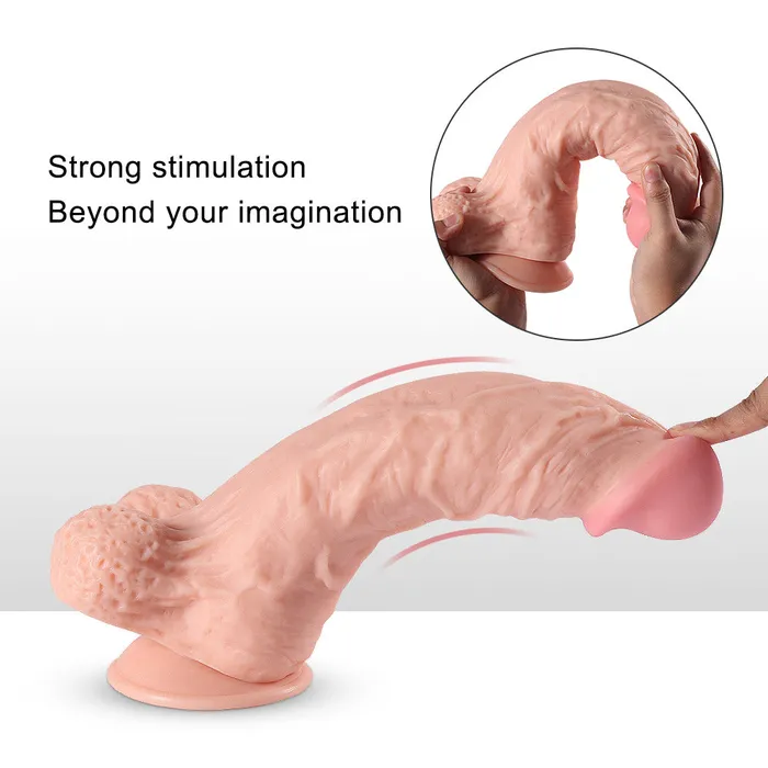 Female Sex Toys A102 Disruptors ExtraLarge Ultra Realistic Suction Cup Dildo with Balls 12 Inch Modi