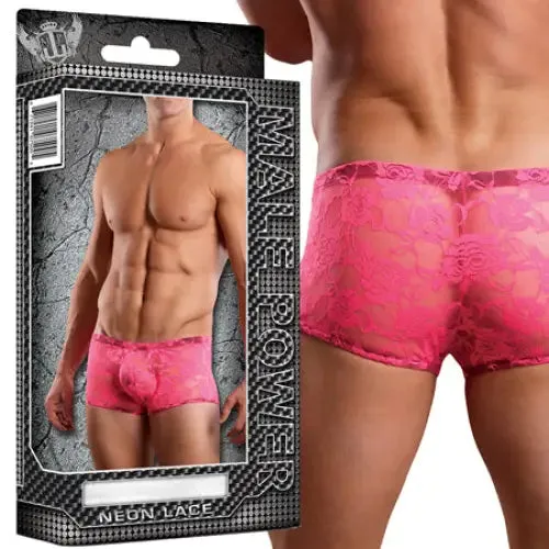 Male Power Mini Short Neon Lace Hot Pink L comme Vibrators