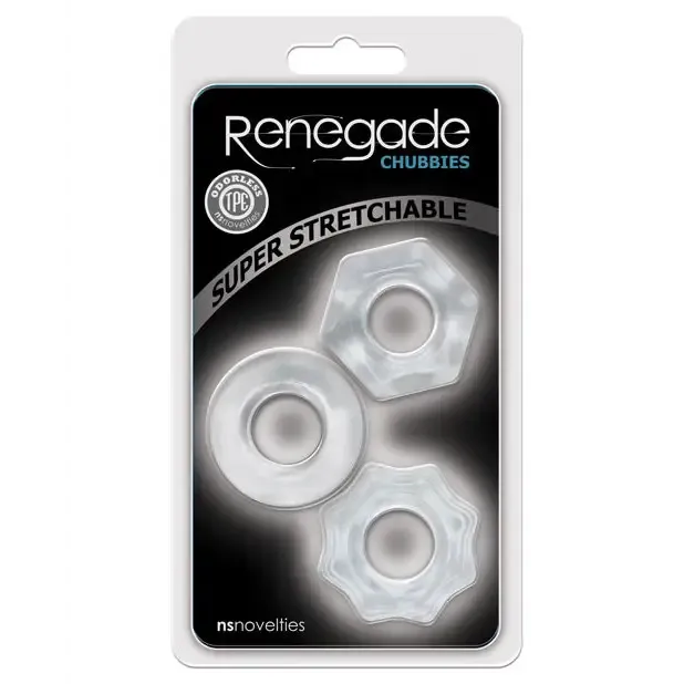 Male Sex Toys Renegade Chubbies Cock Rings 3Pack Blue NS Novelties