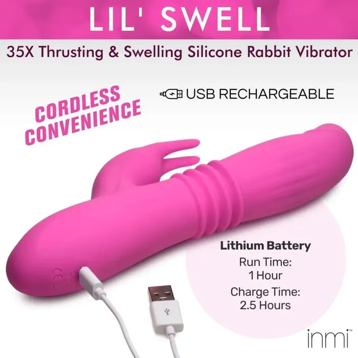 Vibrators 35x Lil Swell Thrusting And Swelling Silicone Rabbit Vibrator inmi