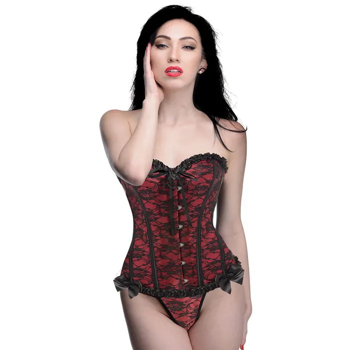 XR Brands Male Sex Toys Master Series Scarlet Seduction Red Corset Thong