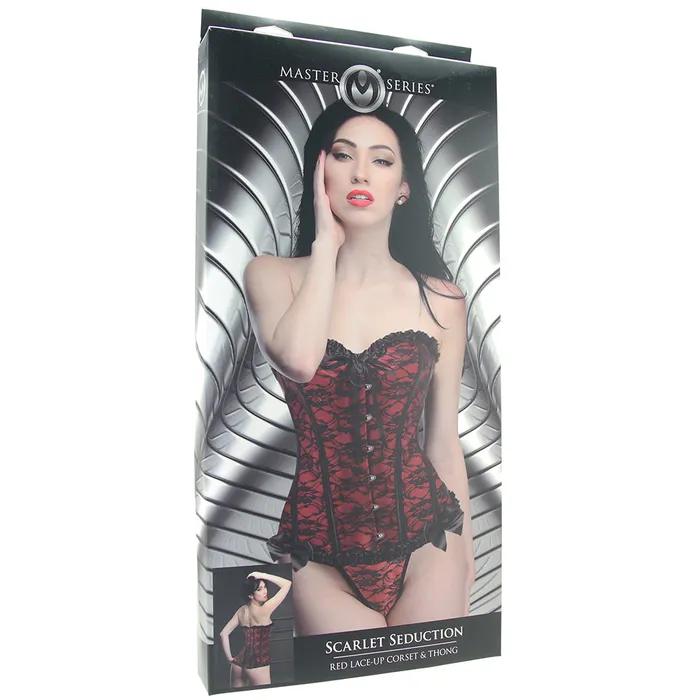 XR Brands Male Sex Toys Master Series Scarlet Seduction Red Corset Thong XR Brands Male Sex Toys Master Series Scarlet Seduction Red Corset Thong
