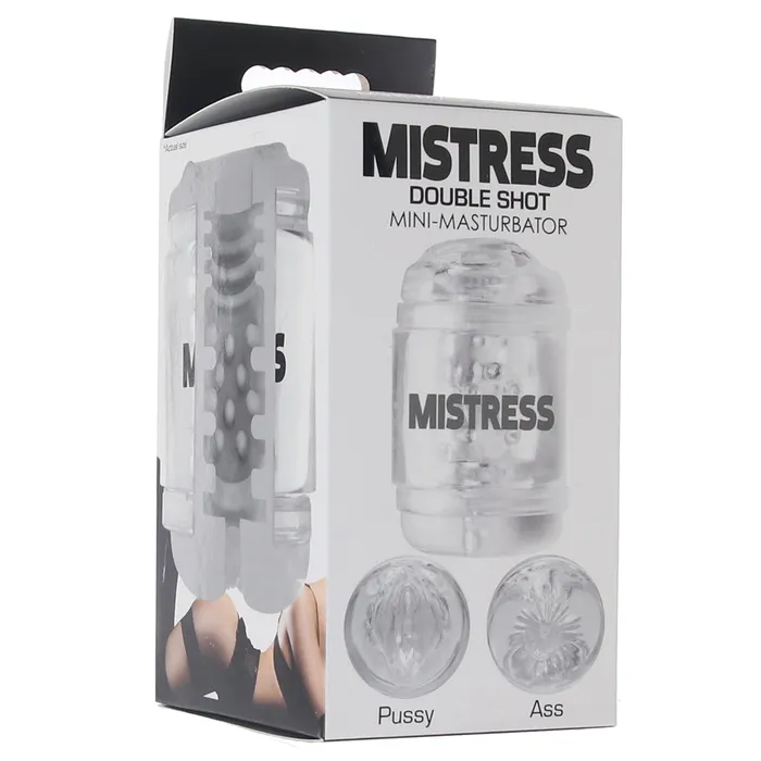 XR Brands Mistress Double Shot Pussy Ass Stroker in Clear Male Sex Toys