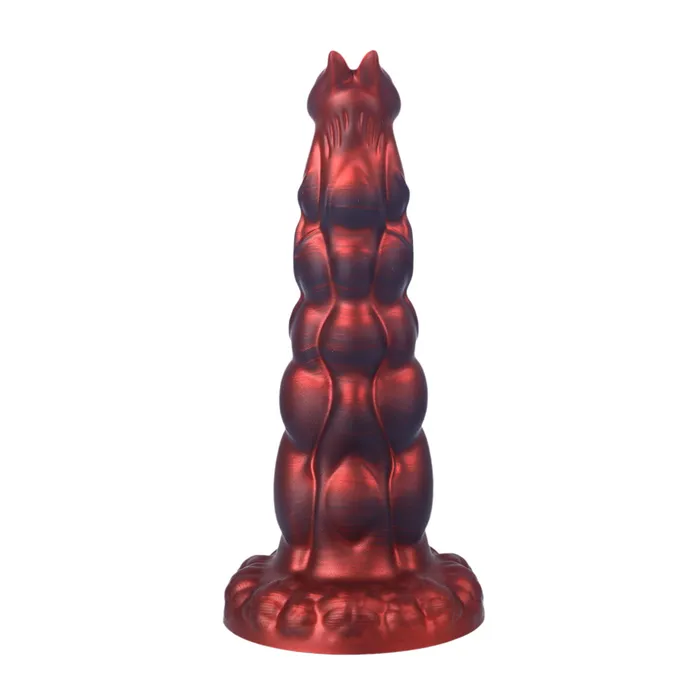 Anal Platinum Silicone Series Fantasy Rippled Rider Platinum Silicone Dildo 148 Inch Red