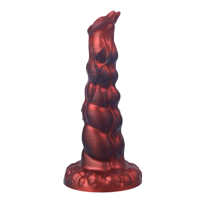 Anal Platinum Silicone Series Fantasy Rippled Rider Platinum Silicone Dildo 148 Inch Red