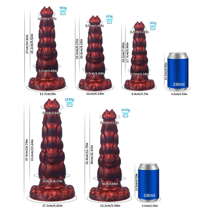 Anal Platinum Silicone Series Fantasy Rippled Rider Platinum Silicone Dildo 148 Inch Red