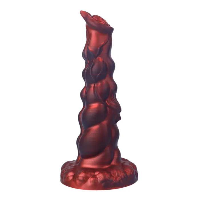 Anal Platinum Silicone Series Fantasy Rippled Rider Platinum Silicone Dildo 148 Inch Red