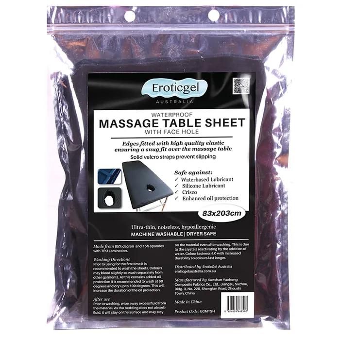 EROTICGEL Vibrators Eroticgel Black Waterproof Massage Table Sheet Face Hole