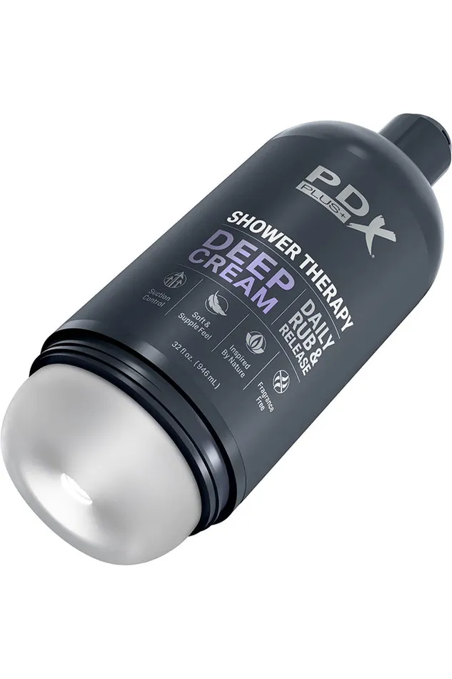 PDX Male Sex Toys PDX PDX Plus Deep Cream Discreet Shower Stroker Clear