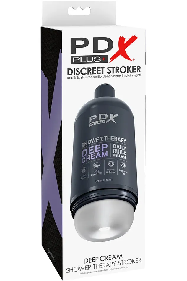 PDX Male Sex Toys PDX PDX Plus Deep Cream Discreet Shower Stroker Clear