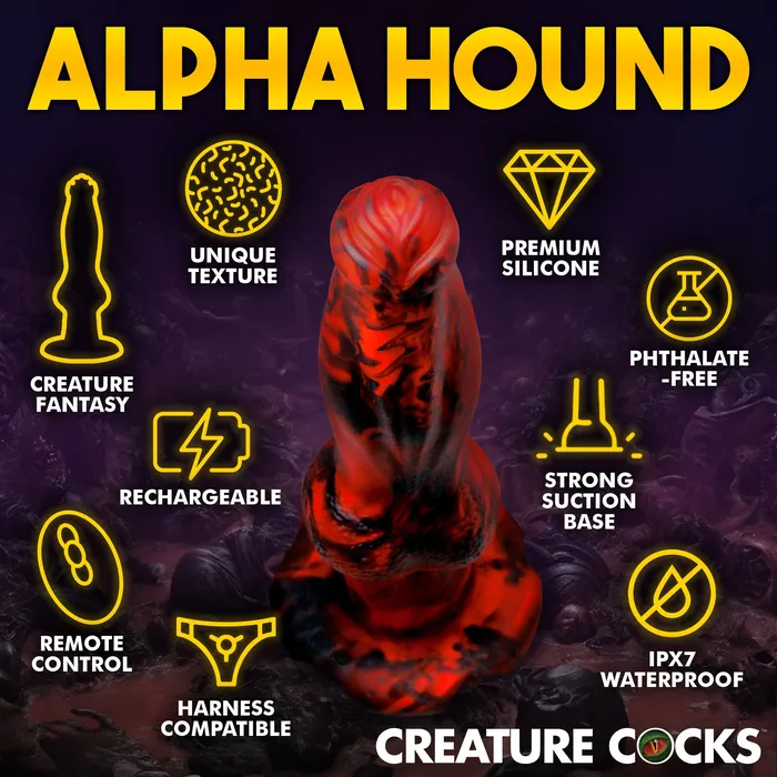 Creature Cocks Female Sex Toys Hell Wolf Thrusting and Vibrating Silicone Dildo