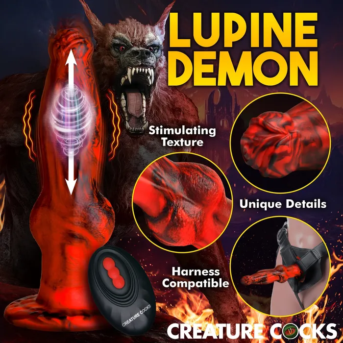 Creature Cocks Female Sex Toys Hell Wolf Thrusting and Vibrating Silicone Dildo