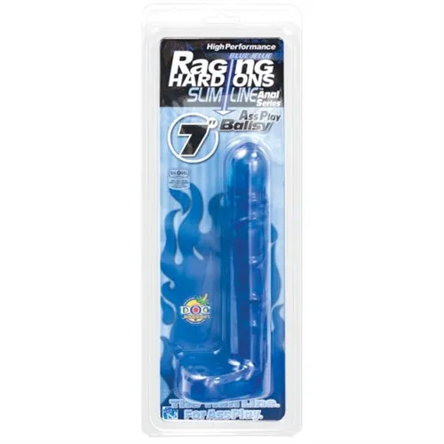 Doc Johnson Anal Raging Hard Ons Slimline Anal Series 7 Inch Ass Play Ballsy Blue