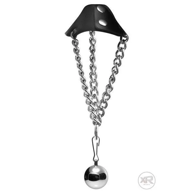Leather Parachute Stretcher with Ball Weight Strict Leather Male Sex Toys