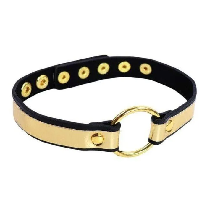 Lovegasm Restraints Womens Gold Masquerade Collar Leather