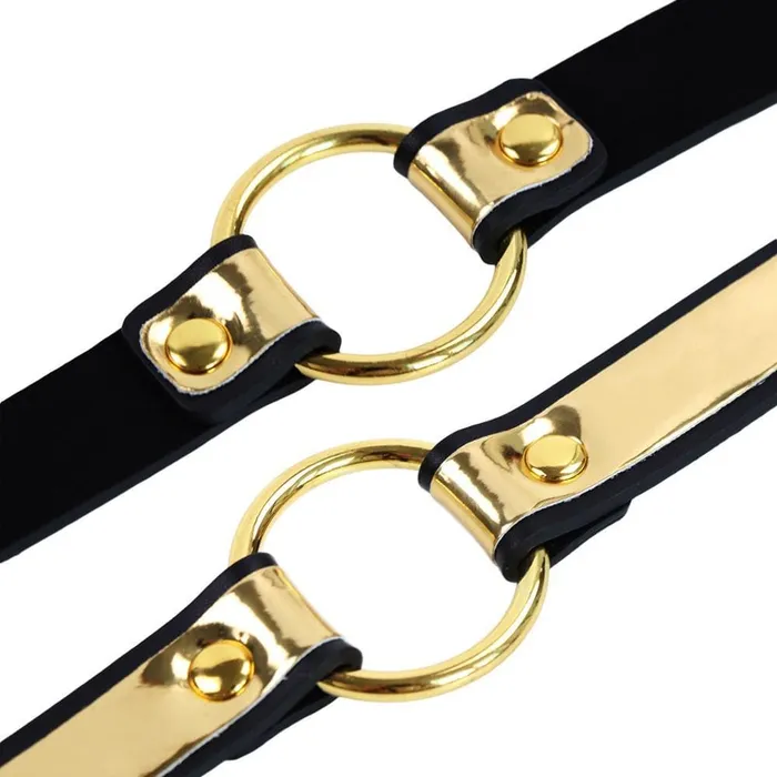 Lovegasm Restraints Womens Gold Masquerade Collar Leather