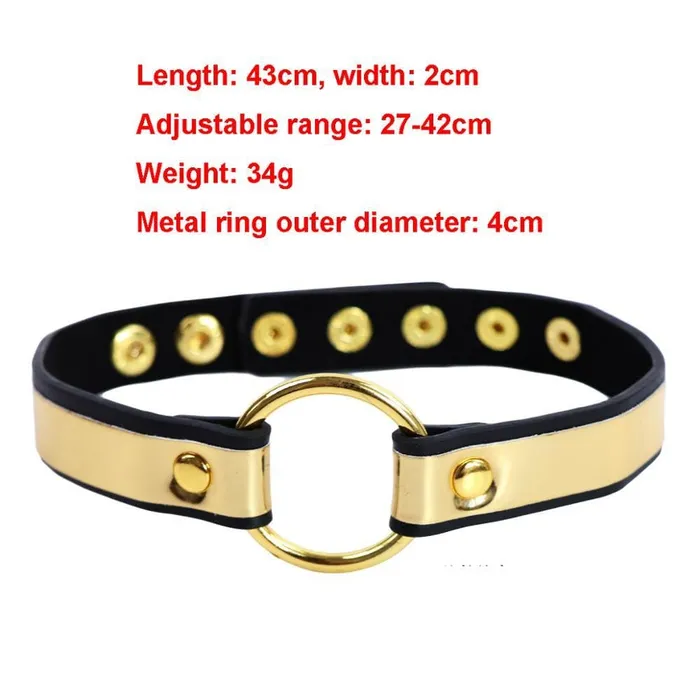 Lovegasm Restraints Womens Gold Masquerade Collar Leather