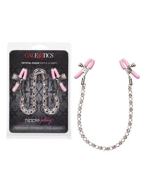 Couples California Exotic Novelties Nipple Play Crystal Chain Nipple Clamps Pink Couples California Exotic Novelties Nipple Play Crystal Chain Nipple Clamps Pink