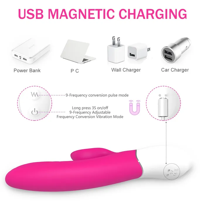 Female Sex Toys YOSPOSS 9 Pulsating Vibrating Modes Mute Rabbit G Spot Vibrator with Heating