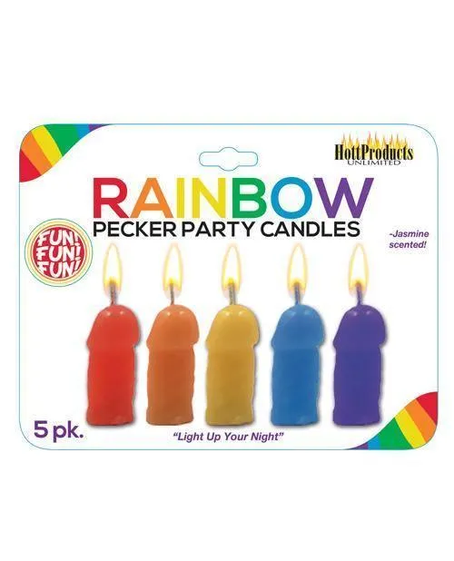 Hott Products Rainbow Pecker Party Candles Asst Colors Pack Of 5 Anal