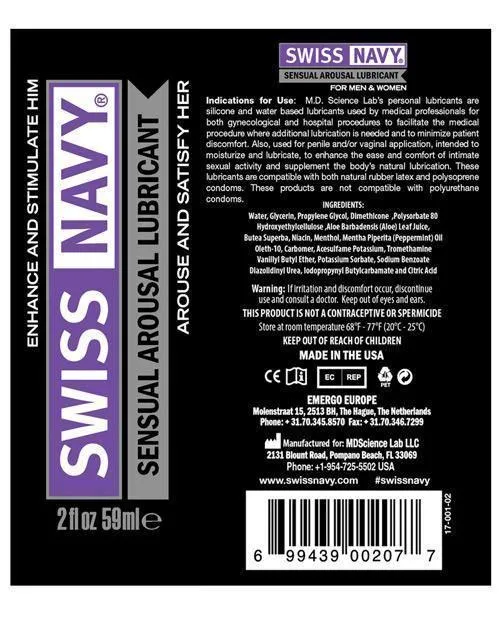 Lubricants Swiss Navy Sensual Arousal Lubricant 2 Oz MD Science Lab