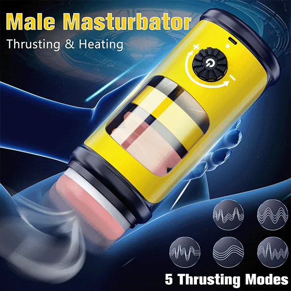 propinkup Male Sex Toys Bombee 5 Speed Thrusting Heating Stroker Blowjob 3D Textured Pocket Pussy Male Sex Toy