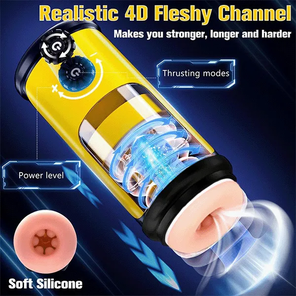 propinkup Male Sex Toys Bombee 5 Speed Thrusting Heating Stroker Blowjob 3D Textured Pocket Pussy Male Sex Toy