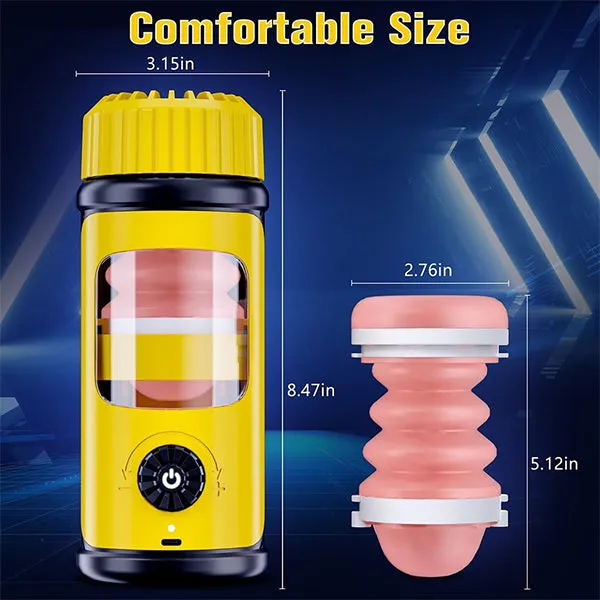 propinkup Male Sex Toys Bombee 5 Speed Thrusting Heating Stroker Blowjob 3D Textured Pocket Pussy Male Sex Toy