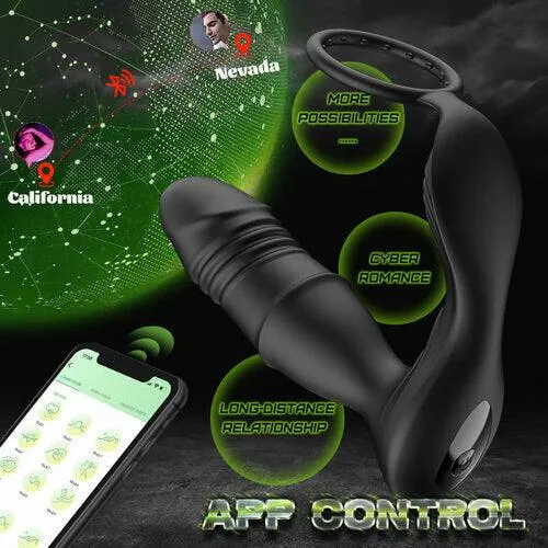 propinkup Male Sex Toys MasonAPP Controller 9Telescopic Vibration Cock Rings Prostate Massager