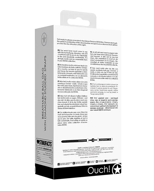 Shots America LLC Anal Shots Ouch Diamond Breathable Ball Gag Black