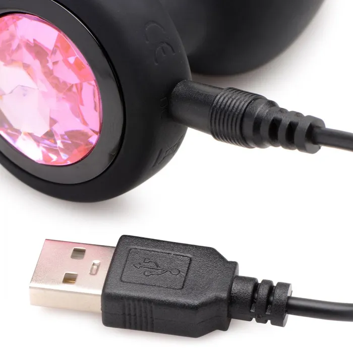 28X Silicone Vibrating Pink Gem Anal Plug w Remote Small Booty Sparks Anal