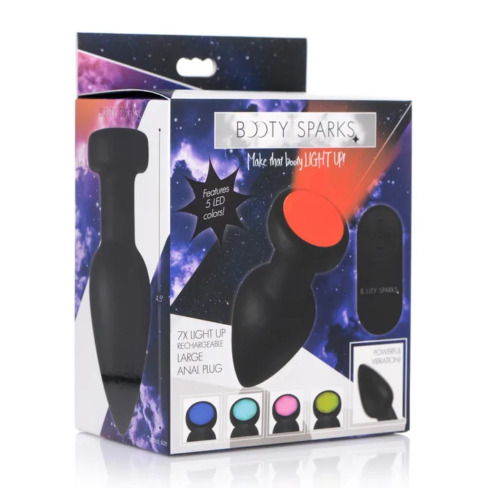 7X Light Up Rechargeable Anal Plug Large Booty Sparks Male Sex Toys
