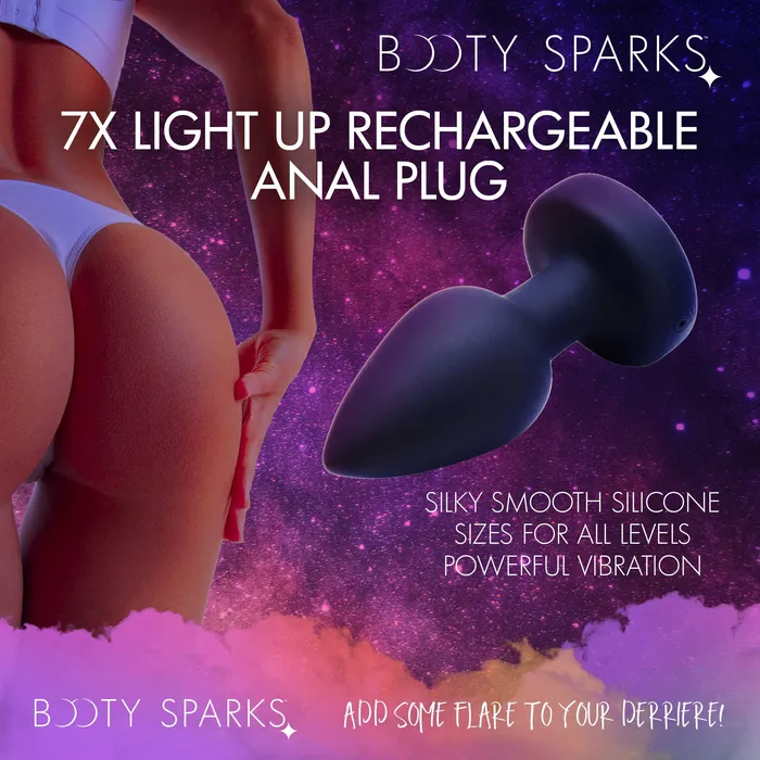 7X Light Up Rechargeable Anal Plug Large Booty Sparks Male Sex Toys