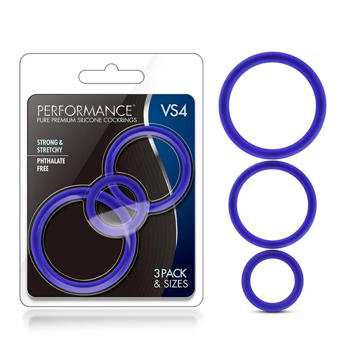 Anal Blush Blush Performance VS4 Pure Premium Silicone Cockrings 3Pack Set Indigo Anal Blush Blush Performance VS4 Pure Premium Silicone Cockrings 3Pack Set Indigo