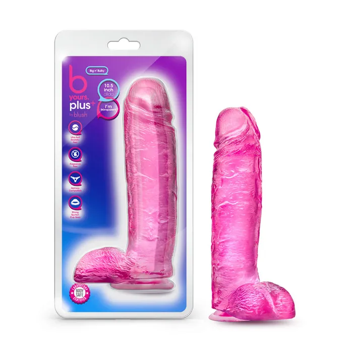 B Yours Plus Big n Bulky 105 in Dildo with Balls Suction Cup Pink Blush Dildos B Yours Plus Big n Bulky 105 in Dildo with Balls Suction Cup Pink Blush Dildos