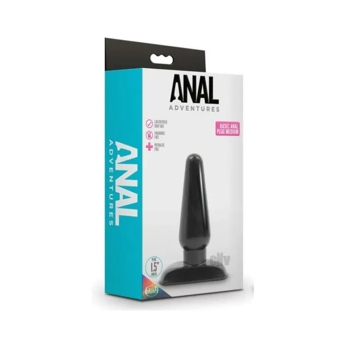 Blush Male Sex Toys Anal Adventures Basic Anal Plug Medium Black