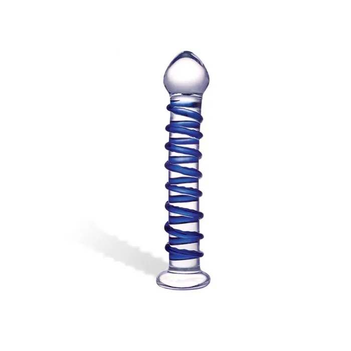 Dildos Electric EEL Inc Glas Blue Spiral Glass Dildo