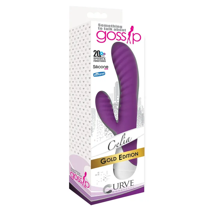 Gossip Vibrators Celia 20x Ribbed Silicone Rabbit Vibe Purple