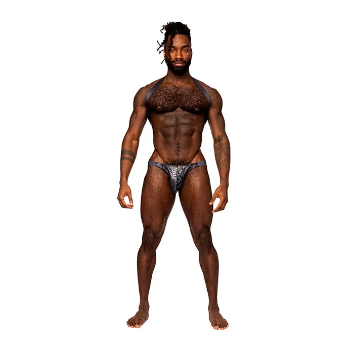 Male Power Anal Male Power Snaked Shoulder Sling Harness Thong OnePiece BlackBlue SM Male Power Anal Male Power Snaked Shoulder Sling Harness Thong OnePiece BlackBlue SM